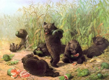 Los osos comen sandía William Holbrook Beard Pinturas al óleo